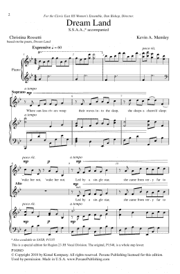 page one of Dream Land (SSAA Choir)