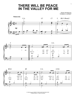 page one of There Will Be Peace In The Valley For Me (Easy Piano)