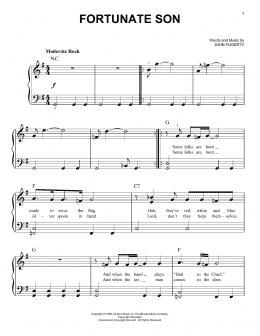 page one of Fortunate Son (Easy Piano)