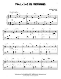 page one of Walking In Memphis (Easy Piano)