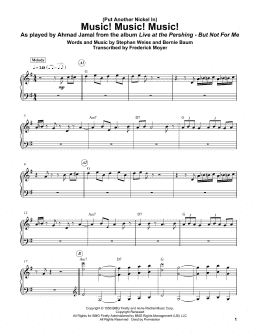 page one of (Put Another Nickel In) Music! Music! Music! (Piano Transcription)