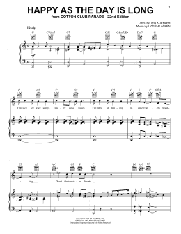 page one of Happy As The Day Is Long (Piano, Vocal & Guitar Chords (Right-Hand Melody))