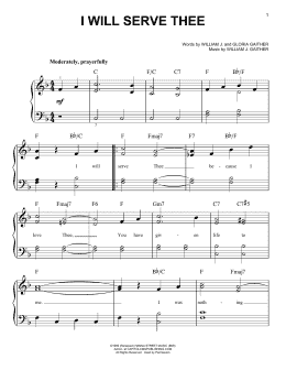 page one of I Will Serve Thee (Easy Piano)