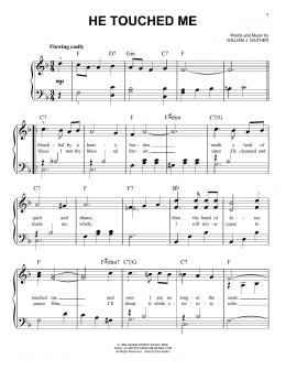 page one of He Touched Me (Easy Piano)