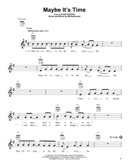 page one of Maybe It's Time (from A Star Is Born) (Ukulele)