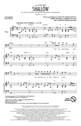 page one of Shallow (from A Star Is Born) (arr. Mac Huff) (SATB Choir)