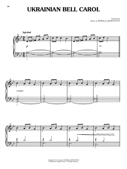 page one of Ukrainian Bell Carol (Easy Piano)