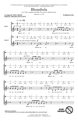 page one of Bhombela (arr. Will Skaff) (2-Part Choir)