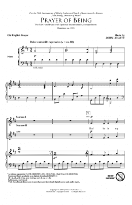 page one of Prayer Of Being (SSA Choir)