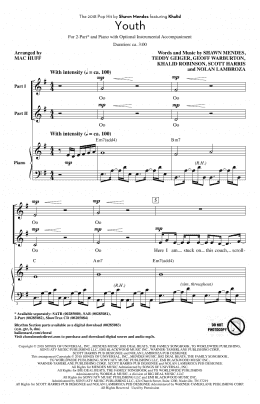 page one of Youth (feat. Khalid) (arr. Mac Huff) (2-Part Choir)