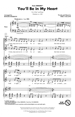 page one of You'll Be In My Heart (from Tarzan) (arr. Roger Emerson) (2-Part Choir)