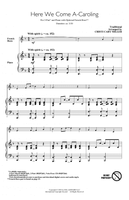 page one of Here We Come A-Caroling (2-Part Choir)