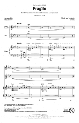 page one of Fragile (arr. Mac Huff) (SSA Choir)