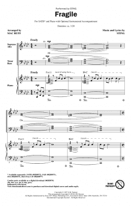 page one of Fragile (arr. Mac Huff) (SATB Choir)