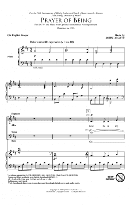 page one of Prayer Of Being (SATB Choir)