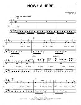 page one of Now I'm Here (Easy Piano)