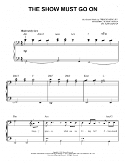 page one of The Show Must Go On (Easy Piano)