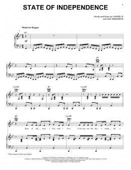 page one of State Of Independence (Piano, Vocal & Guitar Chords (Right-Hand Melody))