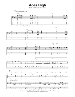 page one of Aces High (Bass Guitar Tab)