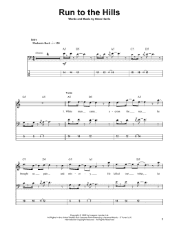 page one of Run To The Hills (Bass Guitar Tab)