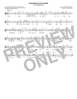 page one of Stranger On The Shore (Lead Sheet / Fake Book)
