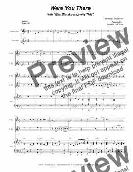 page one of Were You There (with "What Wondrous Love Is This") (Duet for Soprano & Tenor Saxophone)