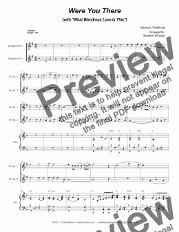 page one of Were You There (with "What Wondrous Love Is This") (Duet for Bb-Trumpet)
