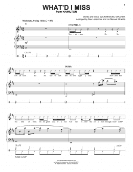 page one of What'd I Miss (from Hamilton) (Piano & Vocal)