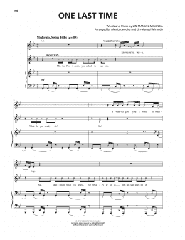page one of One Last Time (from Hamilton) (Piano & Vocal)
