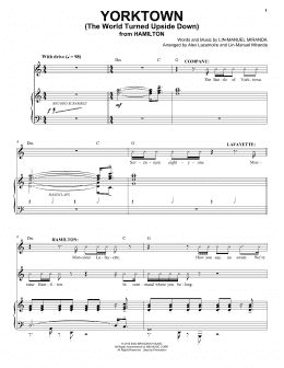 page one of Yorktown (The World Turned Upside Down) (from Hamilton) (Piano & Vocal)