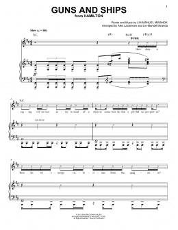 page one of Guns And Ships (from Hamilton) (Piano & Vocal)