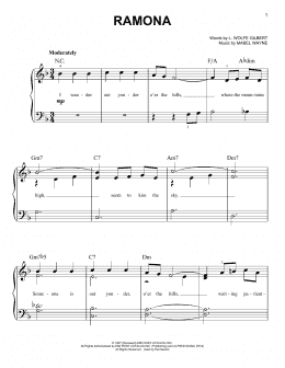 page one of Ramona (Easy Piano)