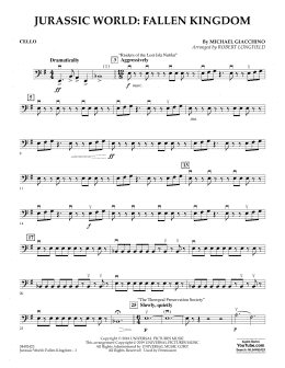 page one of Jurassic World: Fallen Kingdom (arr. Robert Longfield) - Cello (Orchestra)