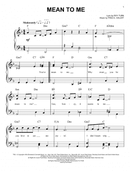 page one of Mean To Me (from Love Me Or Leave Me) (Easy Piano)