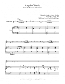 page one of Angel Of Music (from The Phantom of The Opera) (Trumpet and Piano)