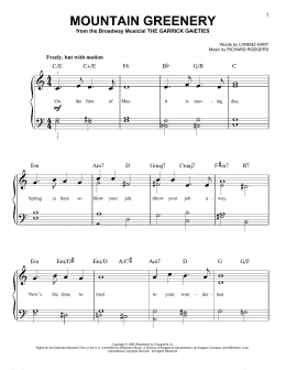 page one of Mountain Greenery (Easy Piano)