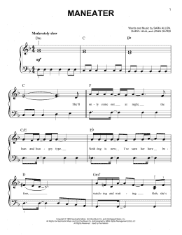 page one of Maneater (Easy Piano)