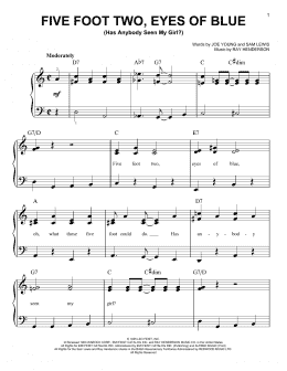 page one of Five Foot Two, Eyes Of Blue (Has Anybody Seen My Girl?) (Easy Piano)