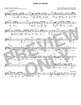 page one of Hands To Heaven (Lead Sheet / Fake Book)