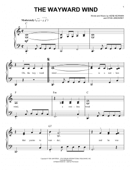 page one of The Wayward Wind (Easy Piano)