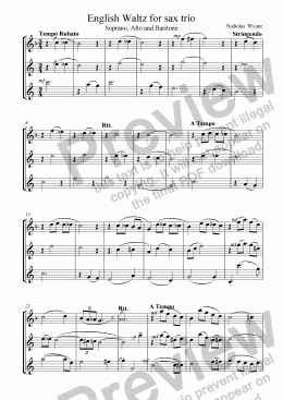 page one of English Waltz, No.8 of Dances for Sax Trio