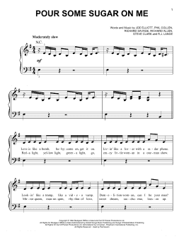 page one of Pour Some Sugar On Me (Easy Piano)