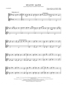 page one of Stayin' Alive (Clarinet Duet)