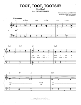 page one of Toot, Toot, Tootsie! (Good-bye!) (Easy Piano)