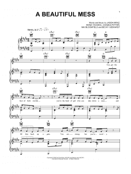 page one of A Beautiful Mess (Piano, Vocal & Guitar Chords (Right-Hand Melody))