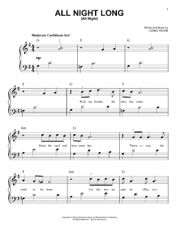 page one of All Night Long (All Night) (Easy Piano)