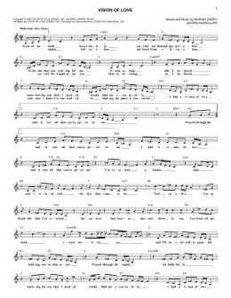 page one of Vision Of Love (Lead Sheet / Fake Book)