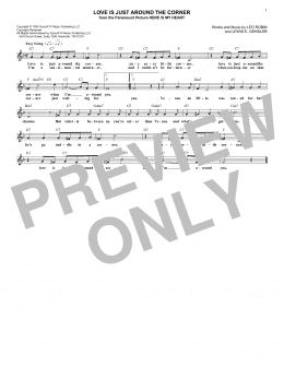 page one of Love Is Just Around The Corner (Lead Sheet / Fake Book)