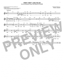 page one of I Wish I Didn't Love You So (Lead Sheet / Fake Book)