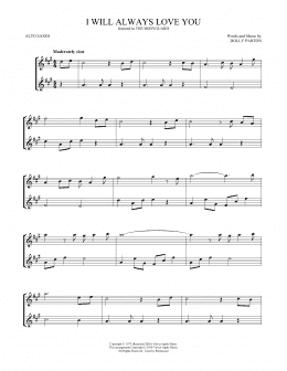 page one of I Will Always Love You (Alto Sax Duet)